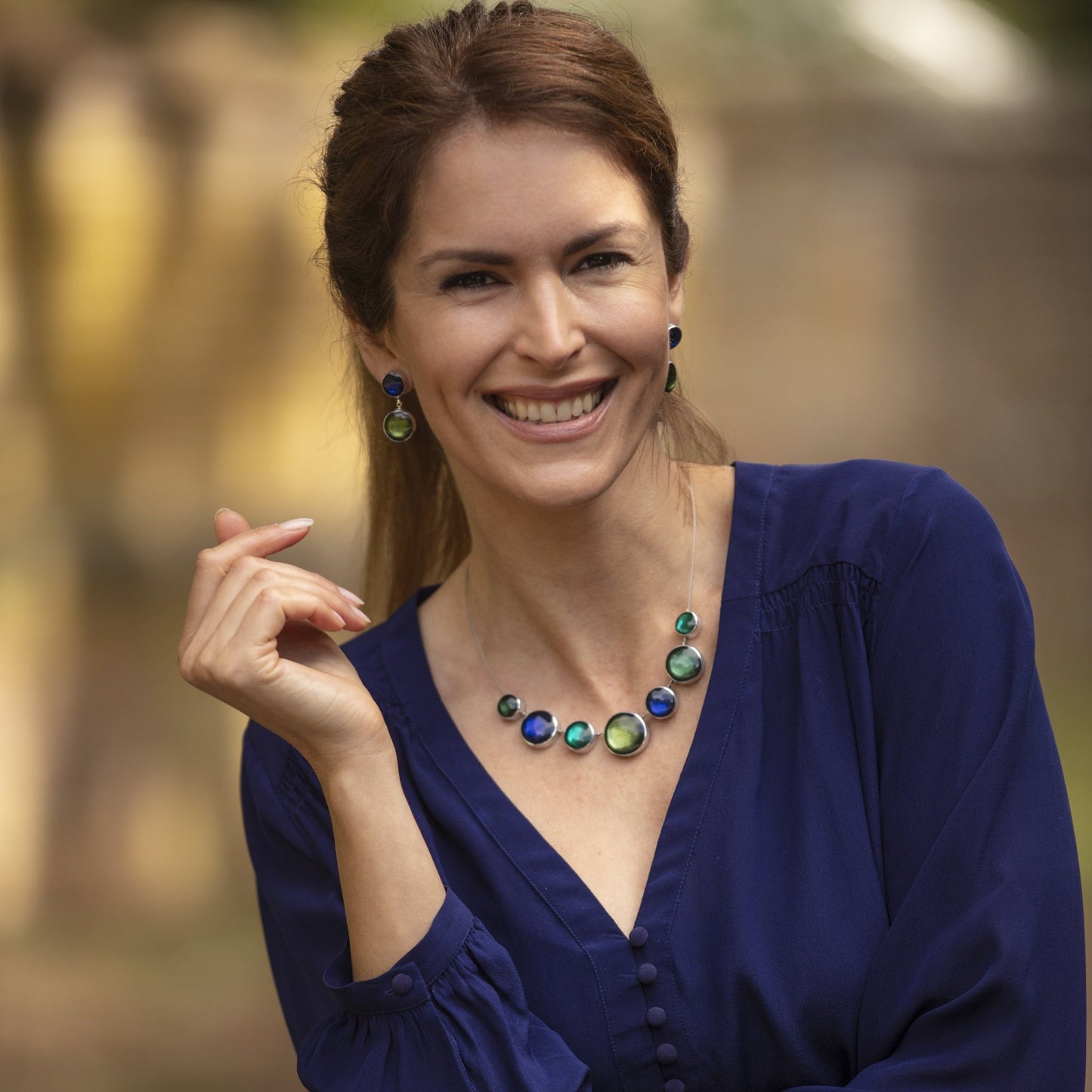 Everglade Aluminium Cabouchon Shiny Necklace | The Jewellery Stop