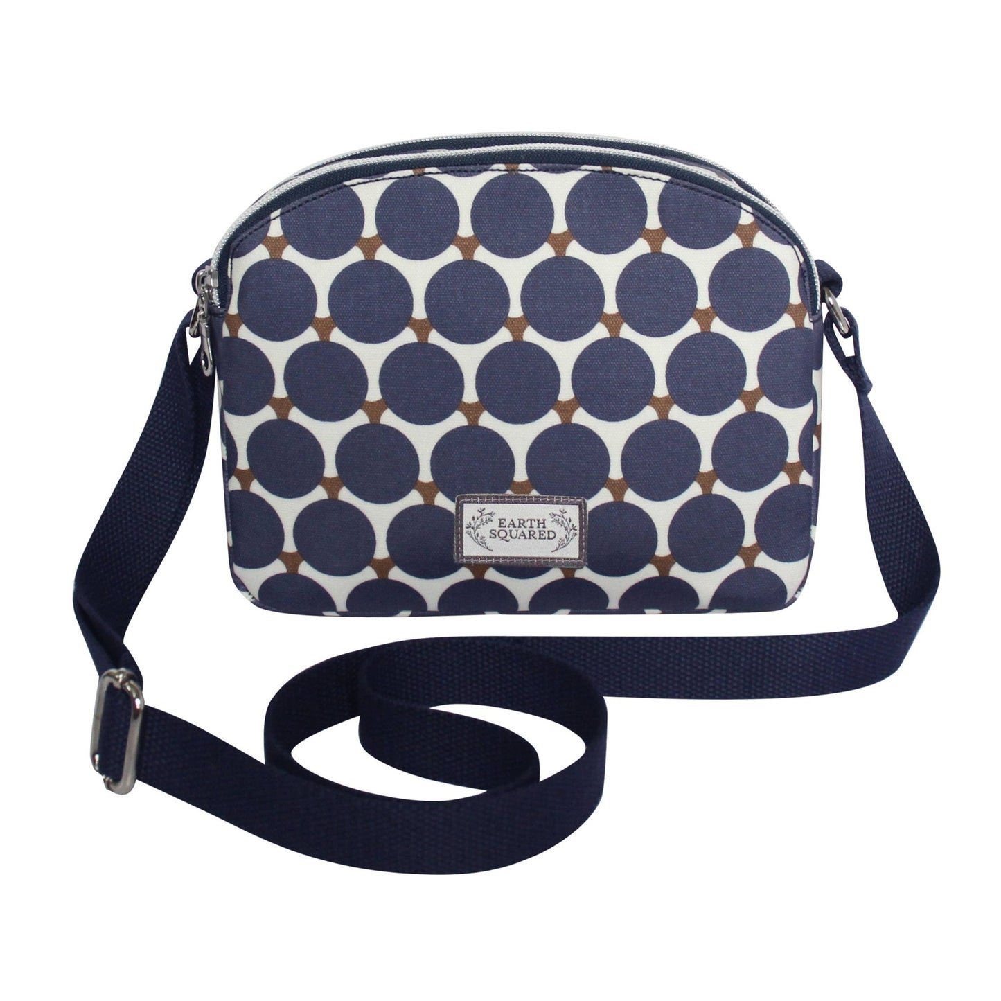 Blue Polka Dot Oil Cloth Halfmoon Bag | The Jewellery Stop