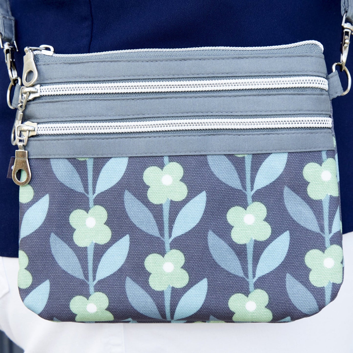 Siena Oil Cloth 3 Zip Pouch Bag | The Jewellery Stop