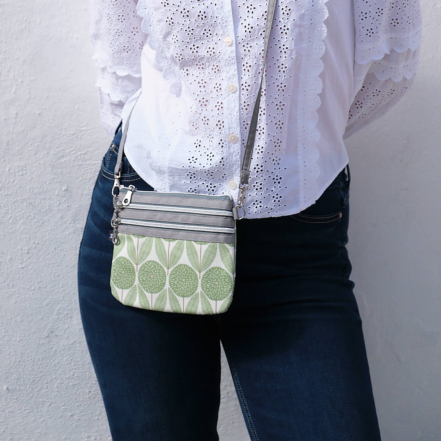 Green Flower Oil Cloth Pouch Bag | The Jewellery Stop