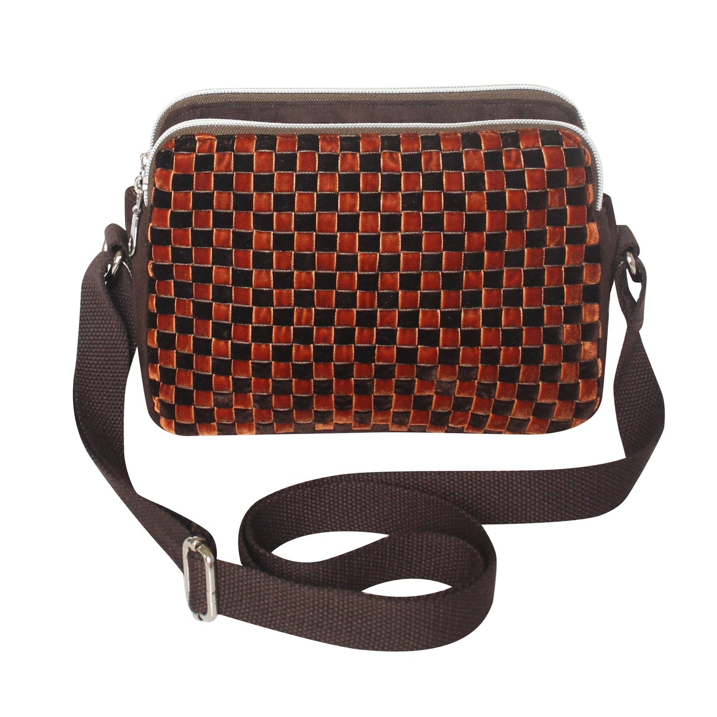 Chocolate Woven Velvet Anna Bag | The Jewellery Stop