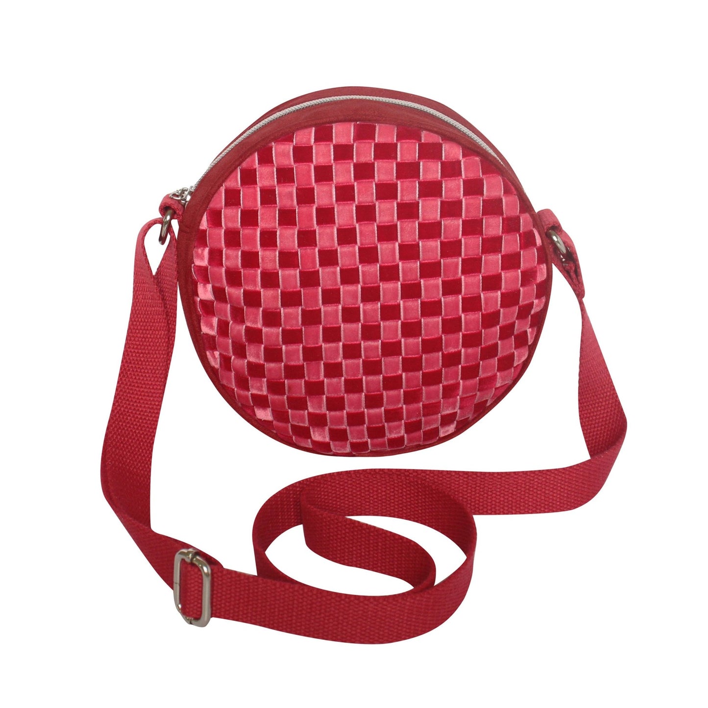 Red Woven Velvet Round Lily Bag | The Jewellery Stop