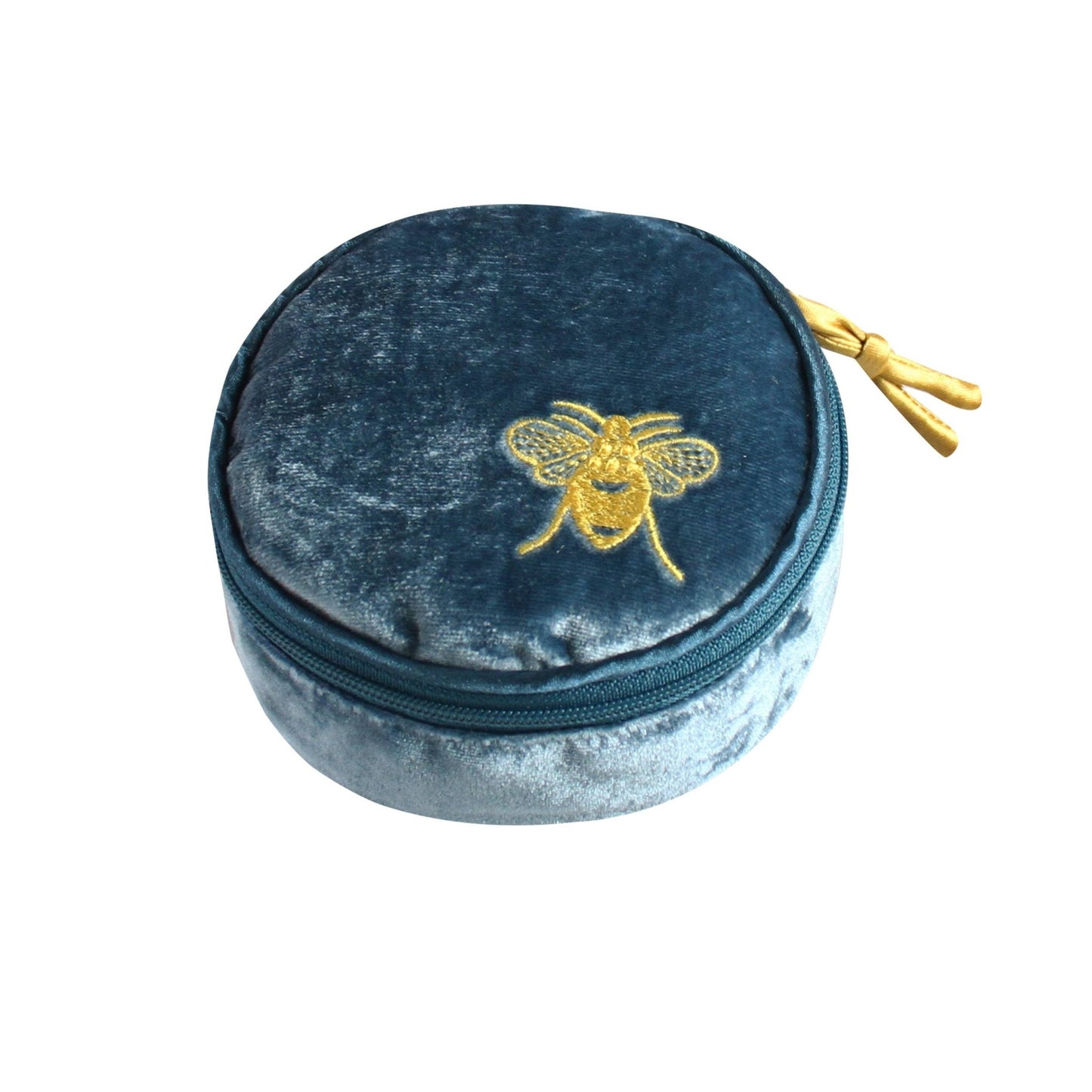 Teal Bee Velvet Jewellery Pouch | The Jewellery Stop