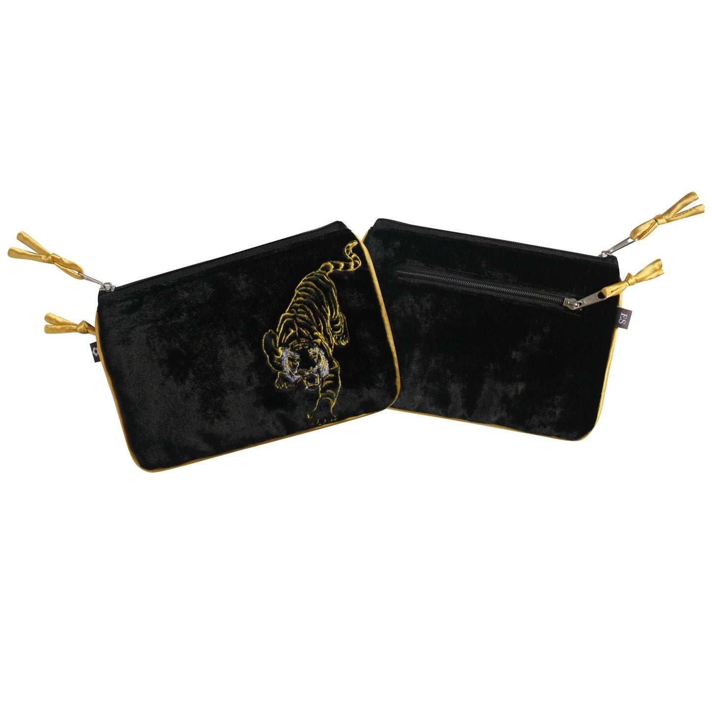 Black & Gold Tiger Velvet Juliet Purse | The Jewellery Stop
