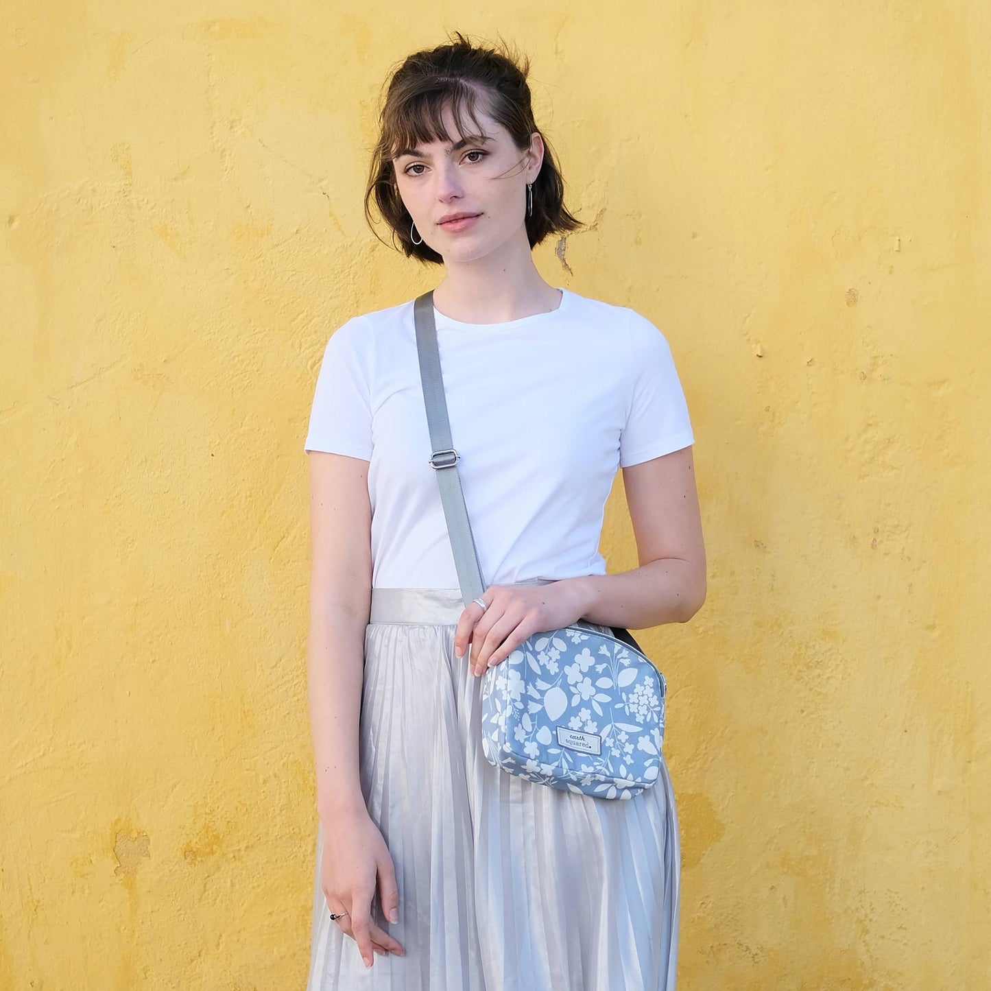 Blue Floral Oil Cloth Halfmoon Bag | The Jewellery Stop