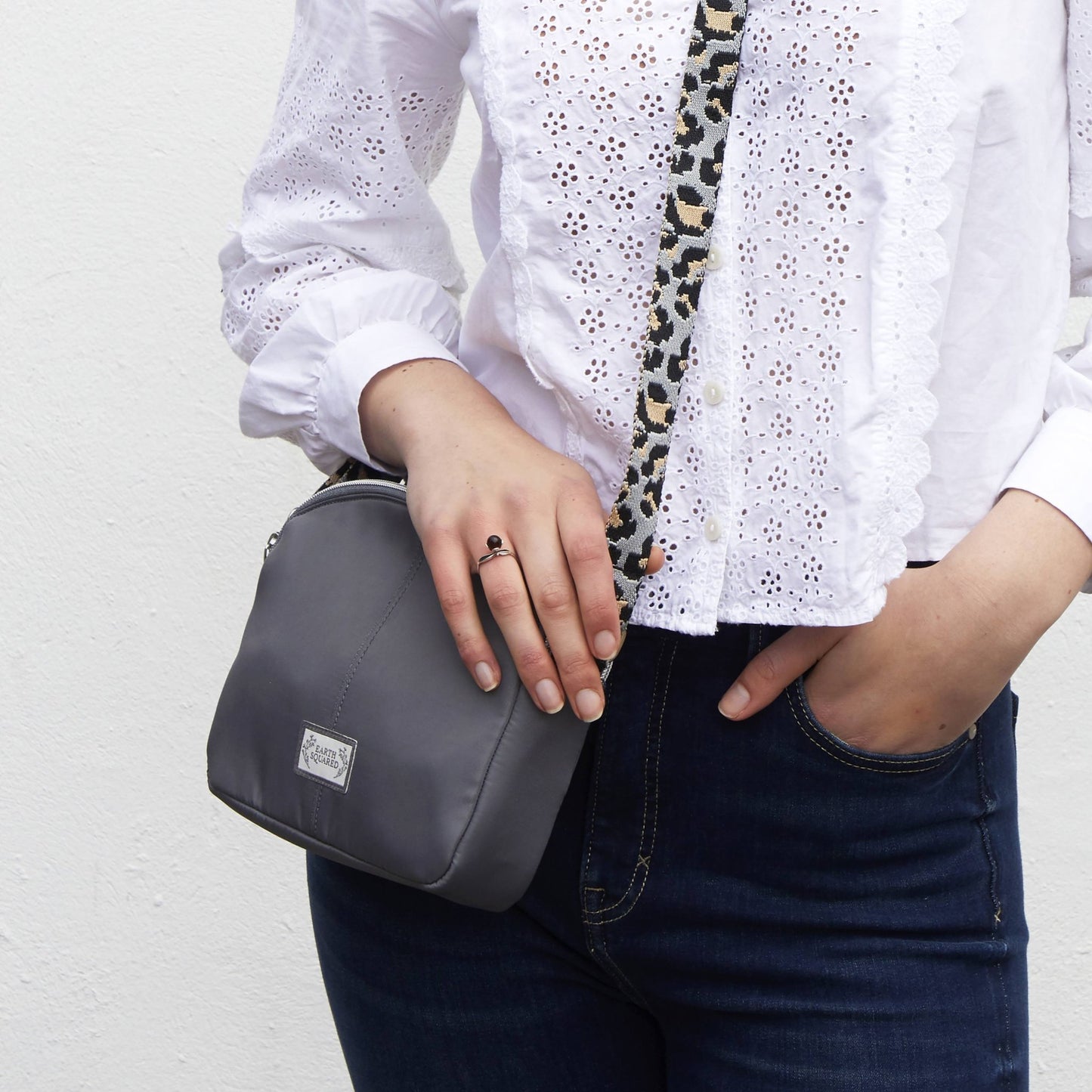 Grey Leopard Voyage Halfmoon Bag | The Jewellery Stop