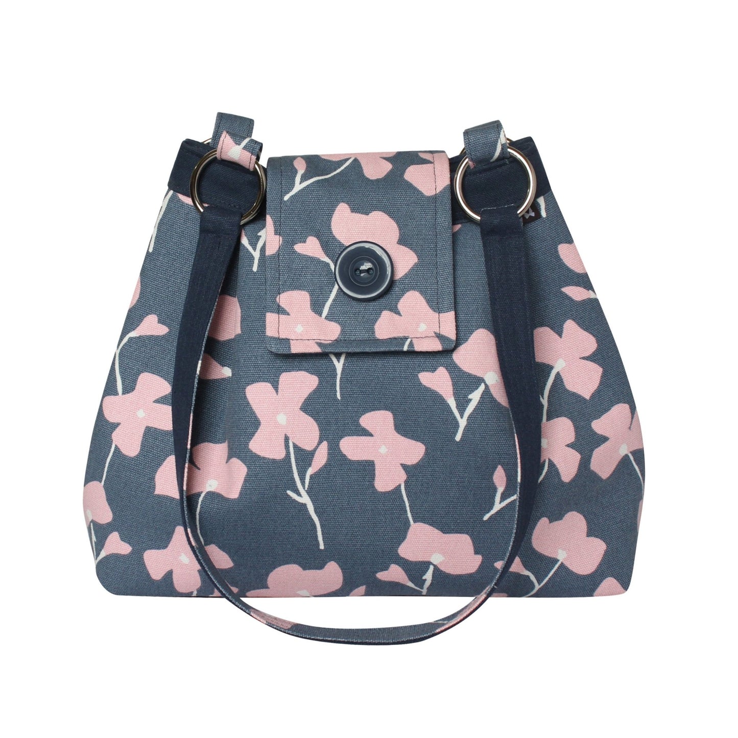 Navy and Pink Blossom Shoulder Bag | The Jewellery Stop