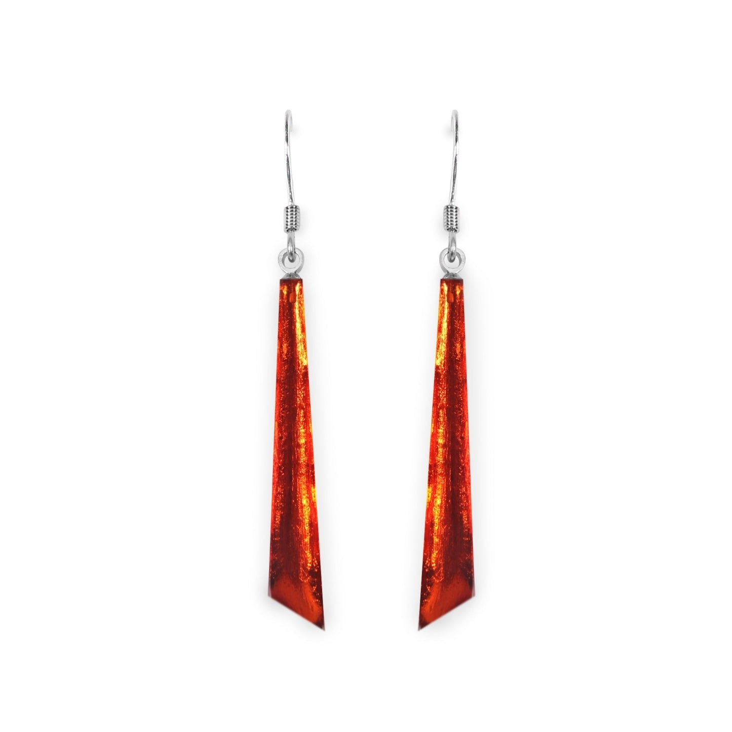 Orange Icicle Shiny Long Fish Hook Earrings | The Jewellery Stop