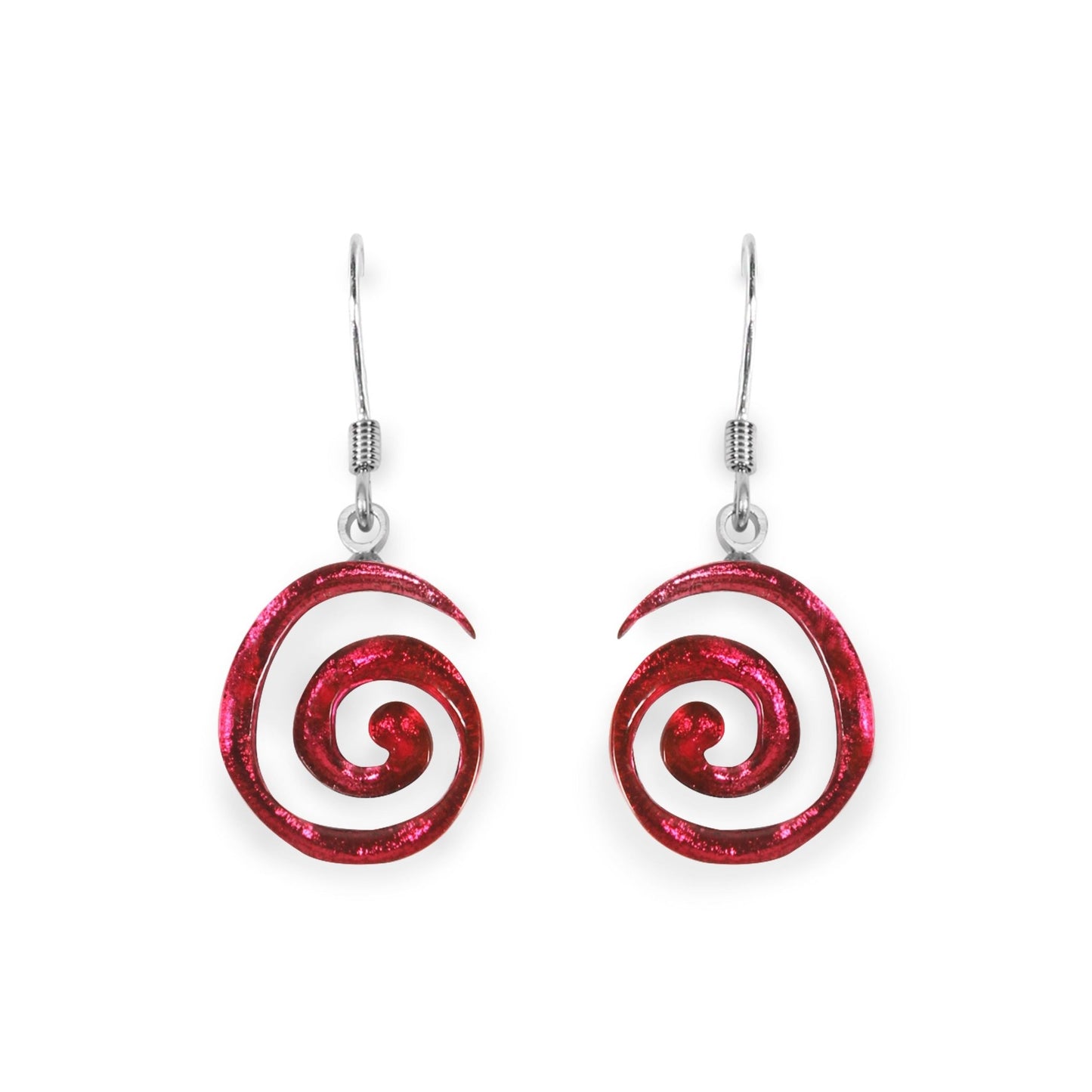Pink Spirals Shiny Fish Hook Earrings | The Jewellery Stop