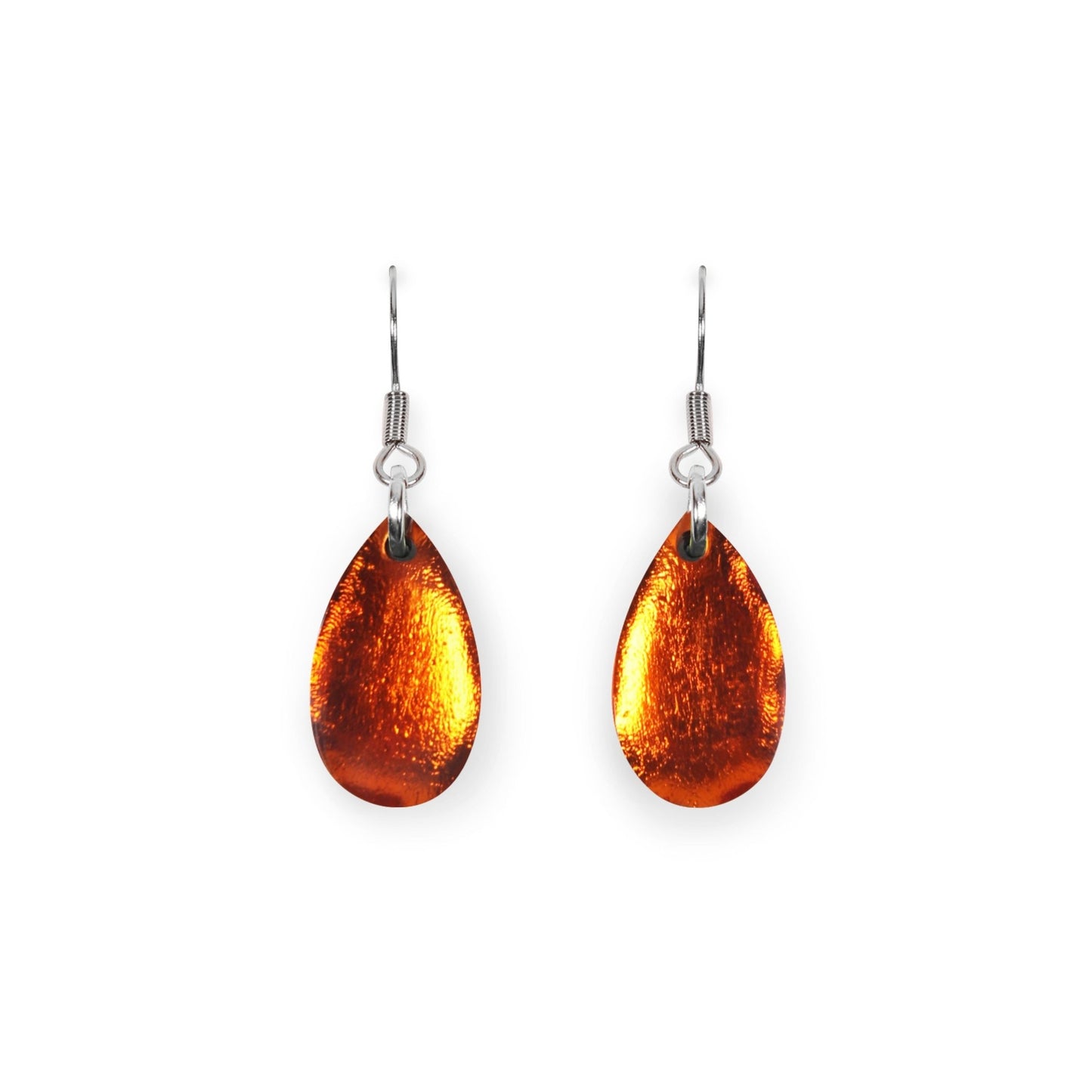Orange Flower Shiny Petal Fish Hook Earrings | The Jewellery Stop