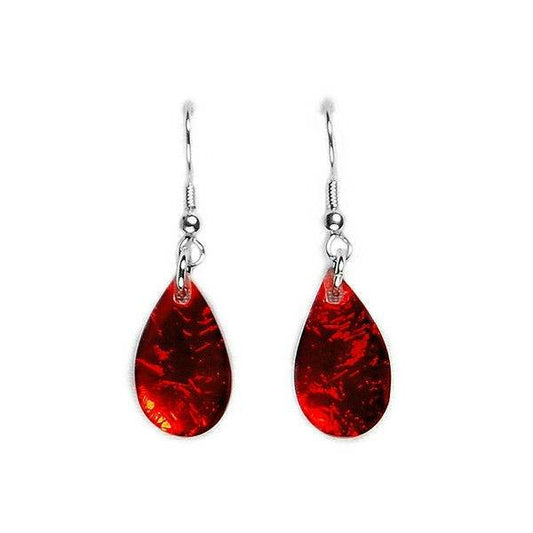 Red Flower Shiny Petal Fish Hook Earrings