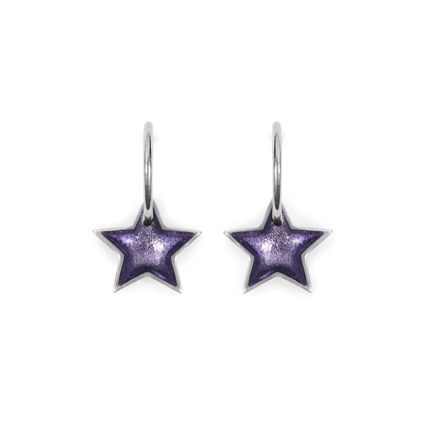 Lavender Pewter Star Shiny Creole Earrings | The Jewellery Stop