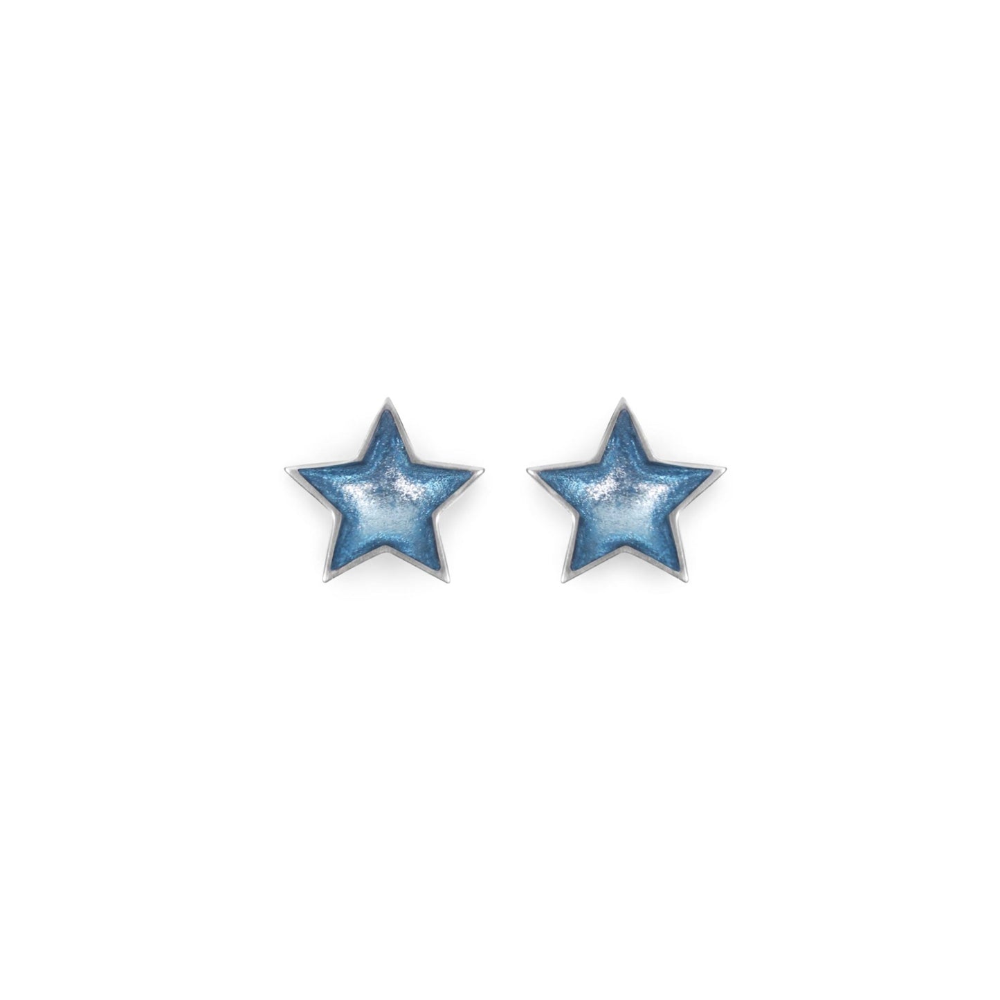 Arctic Pewter Star Shiny Stud Earrings | The Jewellery Stop