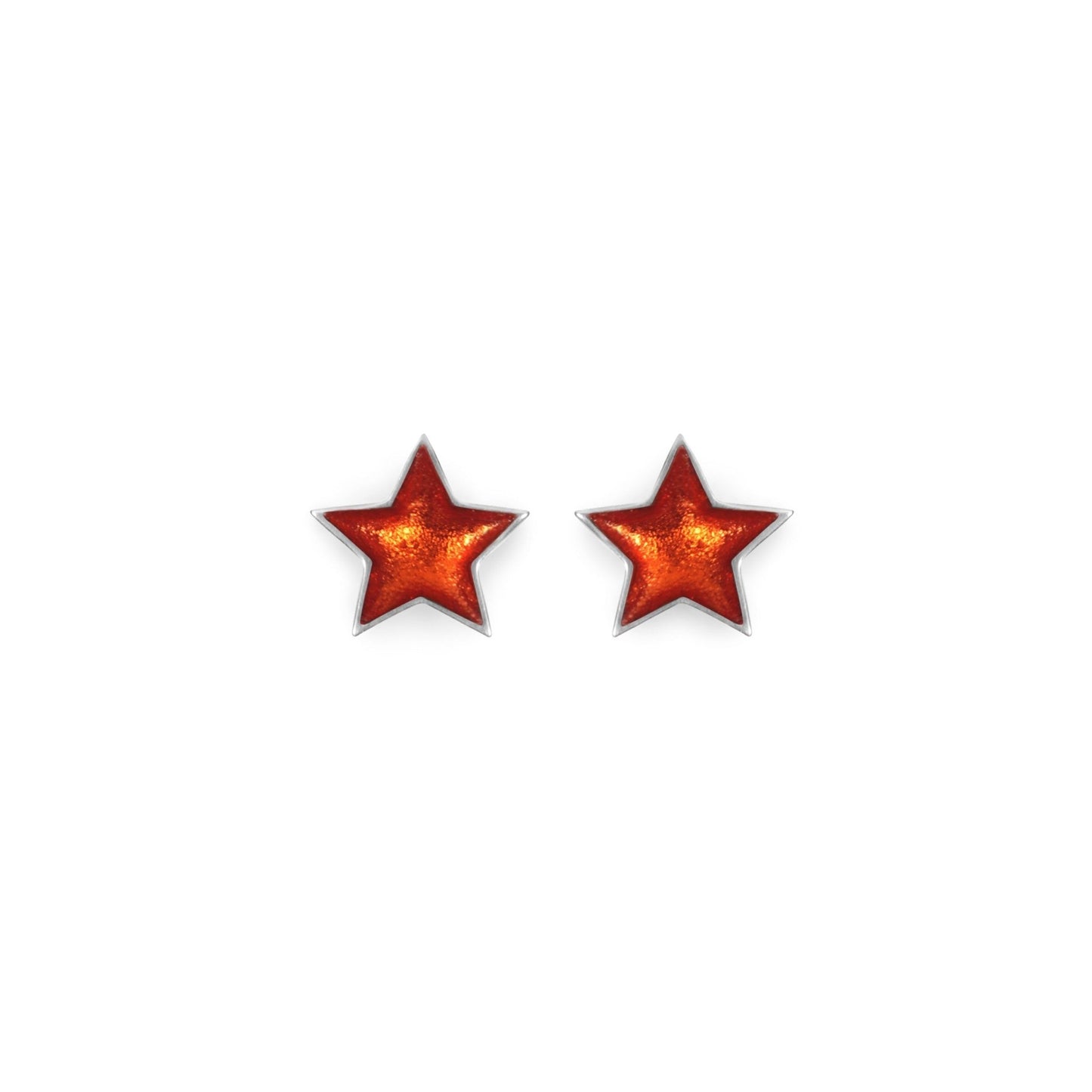 Orange Pewter Star Shiny Stud Earrings | The Jewellery Stop