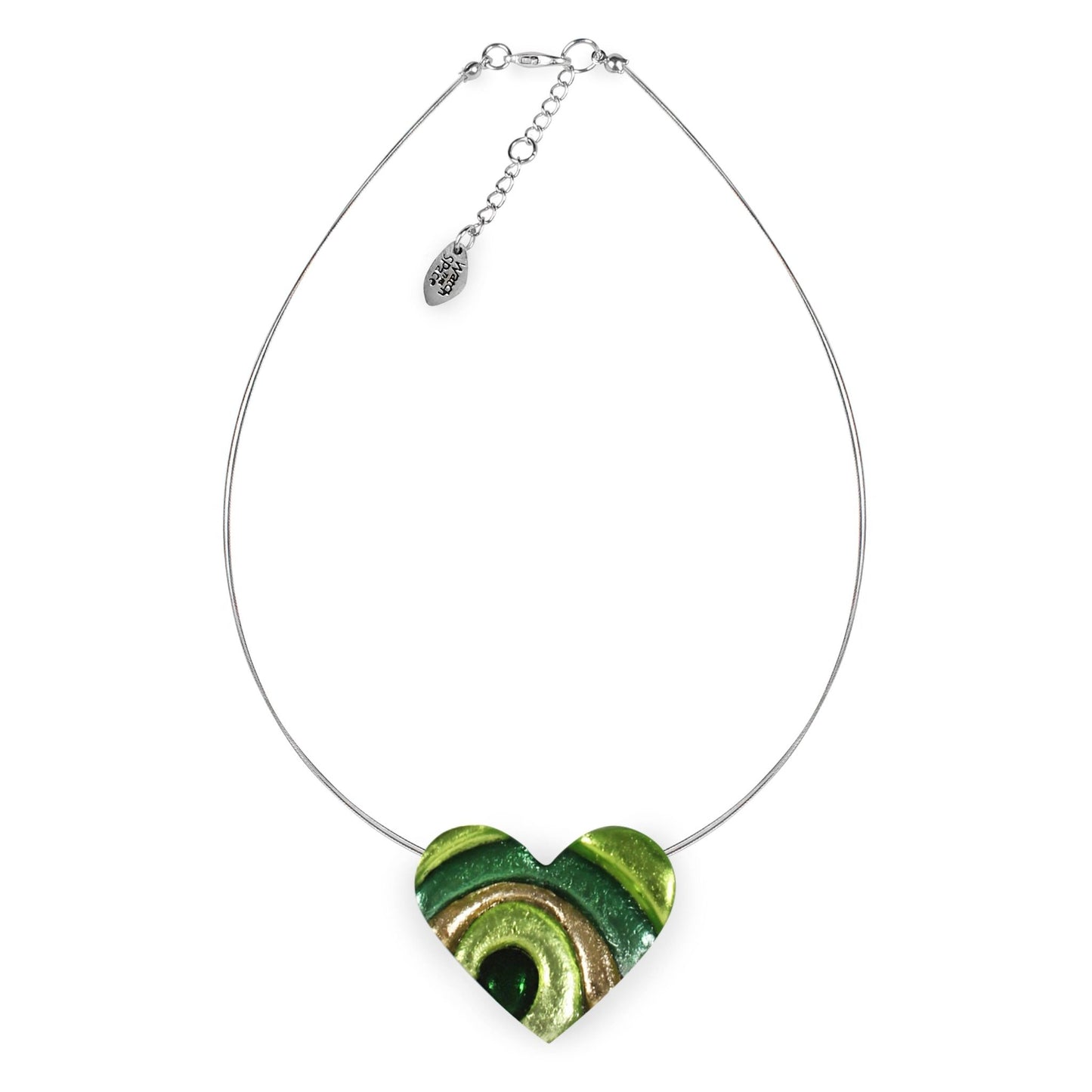 Kiwi Heart Swirl Shiny Pendant | The Jewellery Stop