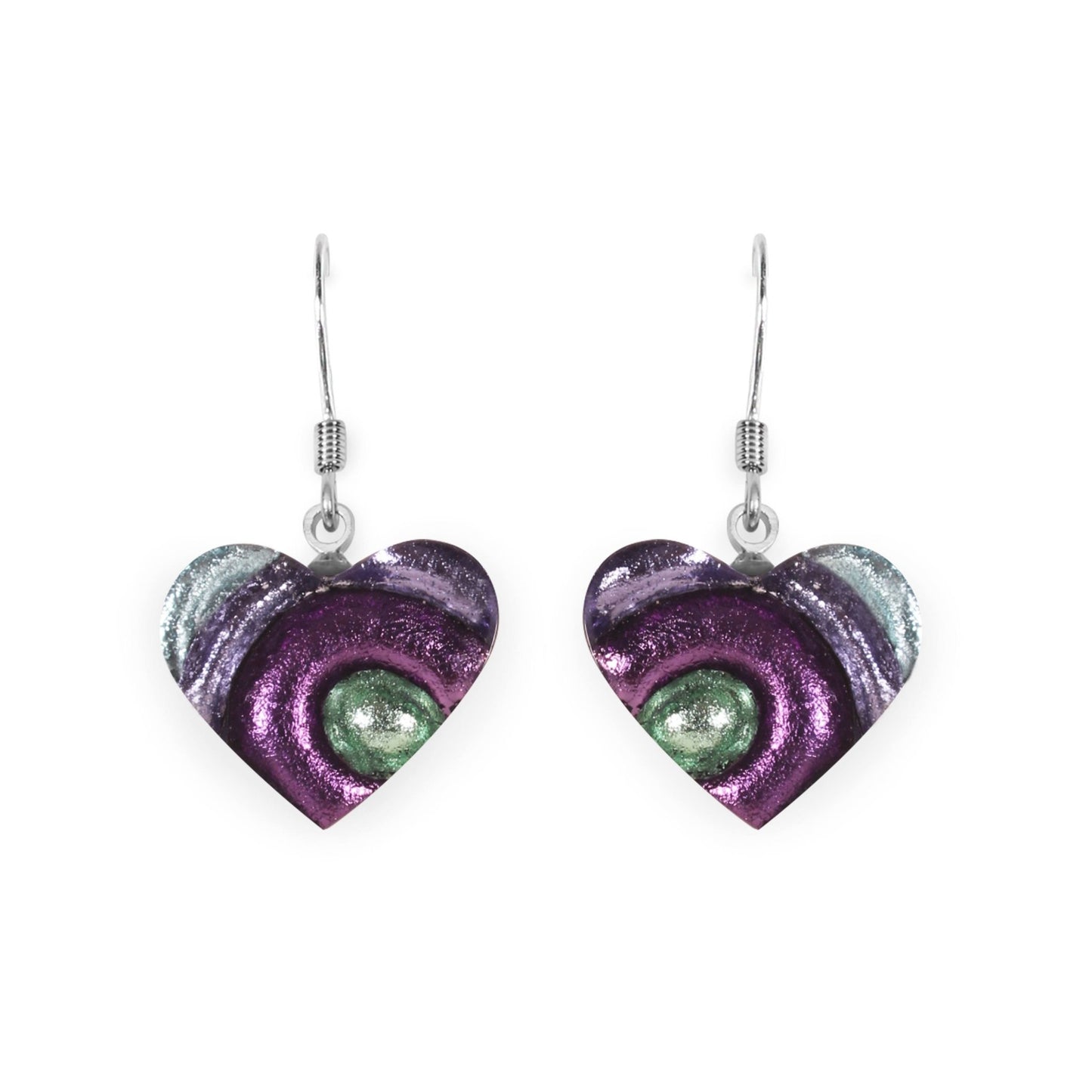 Bluebell Heart Swirl Shiny Fish Hook Earrings | The Jewellery Stop
