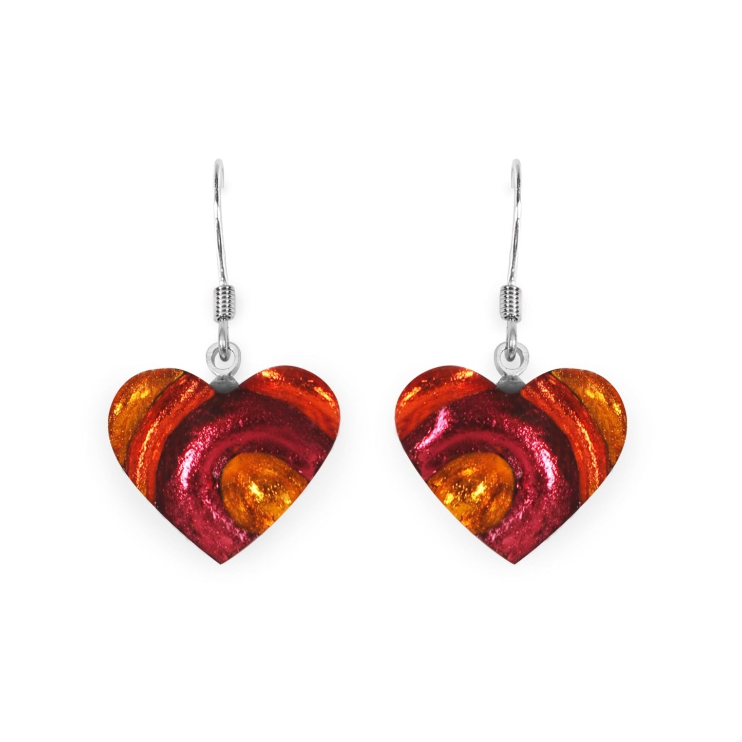 St Tropez Heart Swirl Shiny Fish Hook Earrings | The Jewellery Stop