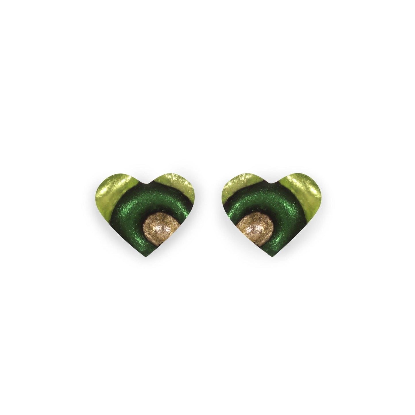 Kiwi Heart Swirl Shiny Stud Earrings | The Jewellery Stop