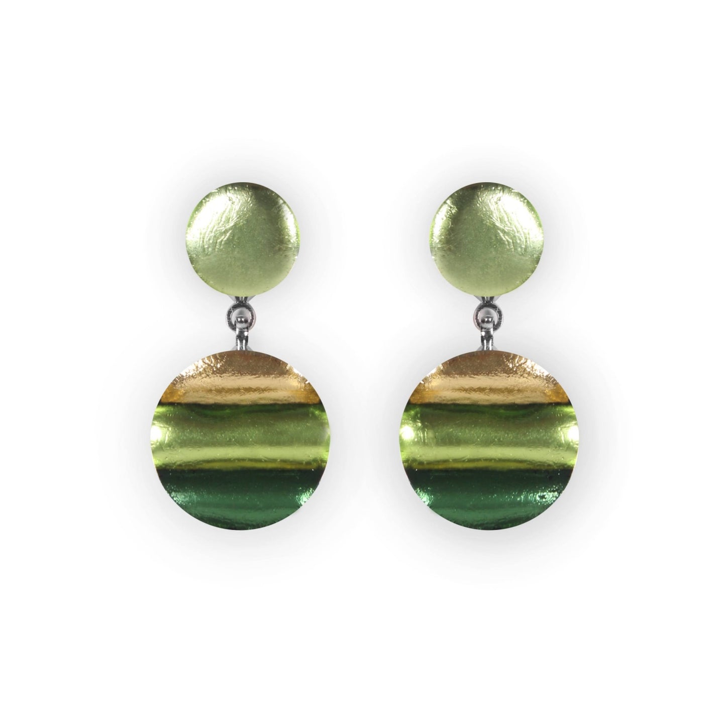 Kiwi Geometric Circles Shiny Drop Stud Earrings | The Jewellery Stop
