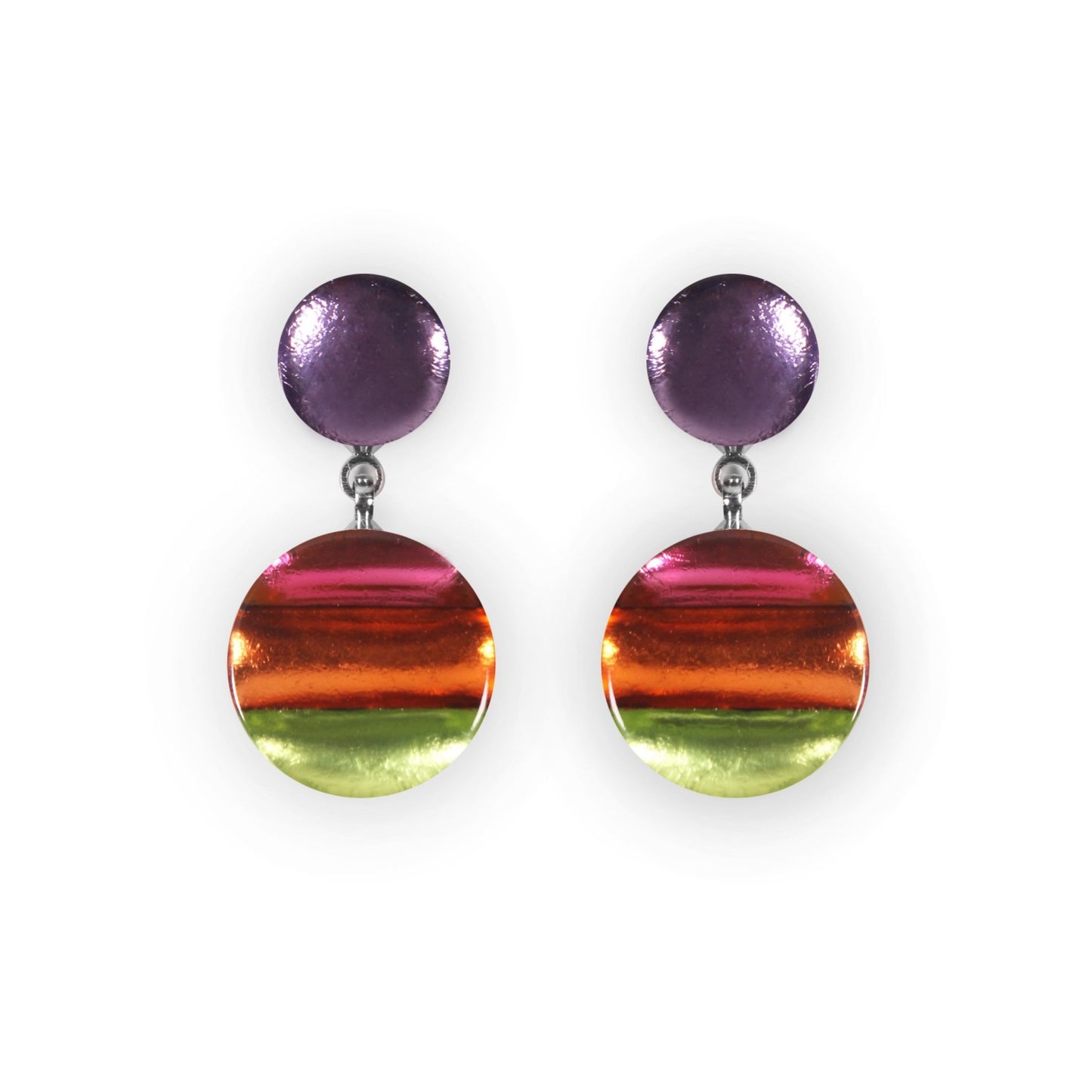 Sherbet Geometric Circles Shiny Drop Stud Earrings | The Jewellery Stop