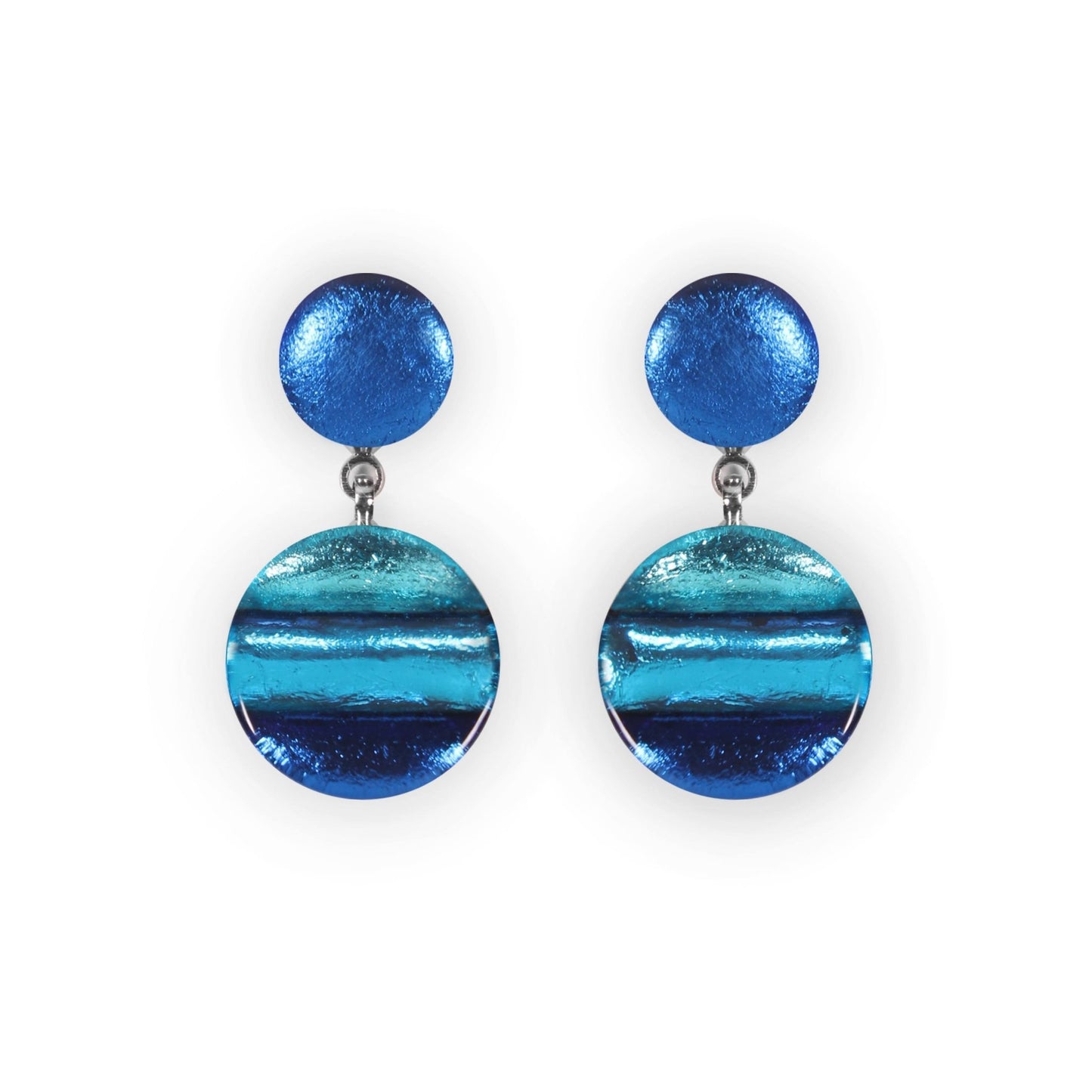 Turquoise Geometric Circles Shiny Drop Stud Earrings | The Jewellery Stop