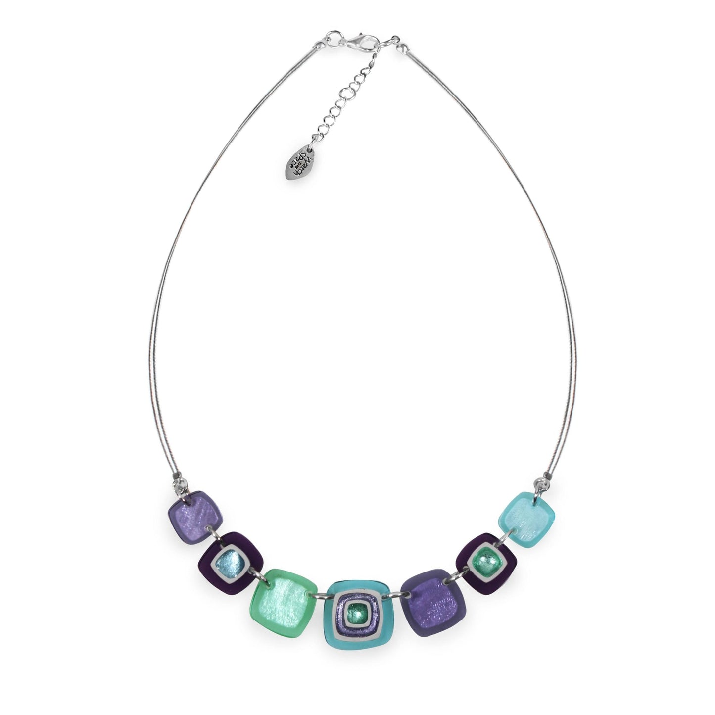 Bluebell Abstract Squares Shiny Trail Necklace | The Jewellery Stop