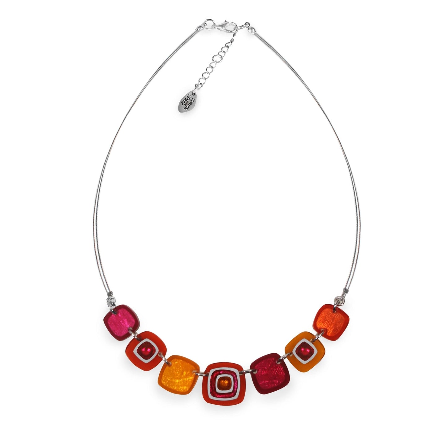 St Tropez Abstract Squares Shiny Trail Necklace | The Jewellery Stop