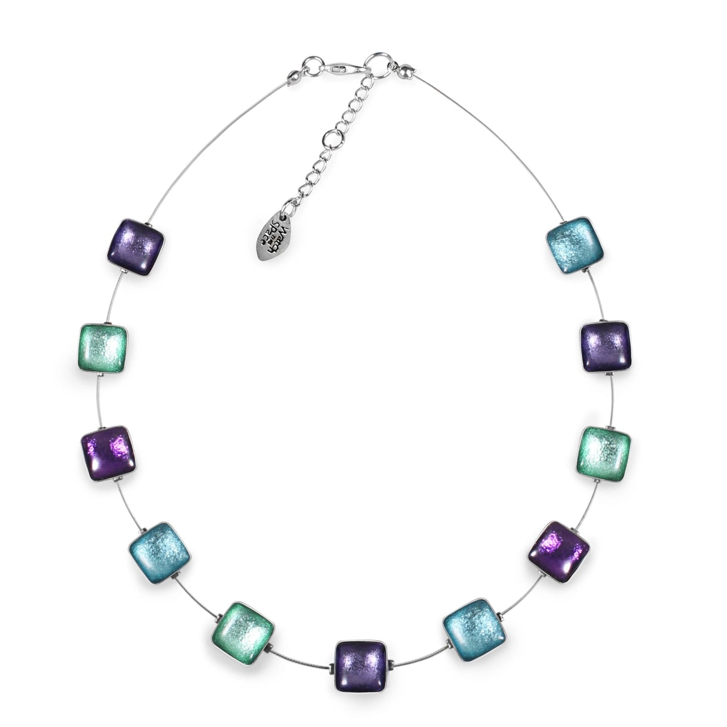 Bluebell Aluminium Squares Shiny Necklace | The Jewellery Stop
