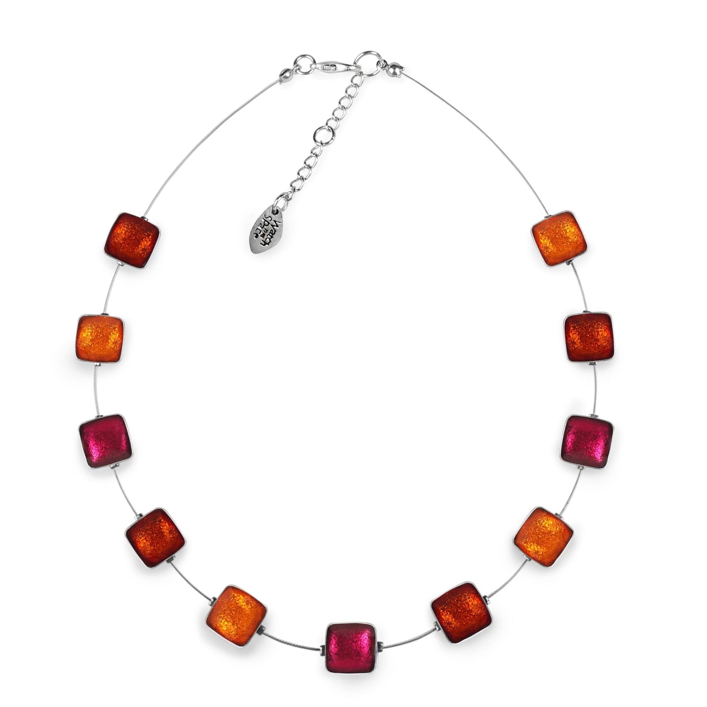 St Tropez Aluminium Squares Shiny Necklace | The Jewellery Stop
