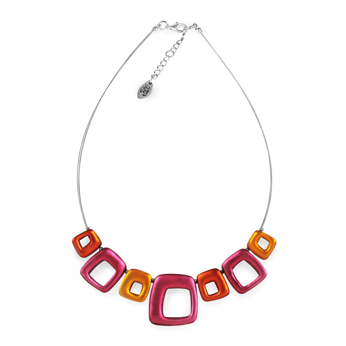 St Tropez Hollow Squares Matte Necklace | The Jewellery Stop