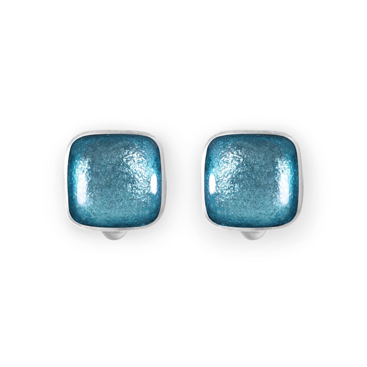 Bluebell Aluminium Squares Shiny Clip Earrings | The Jewellery Stop