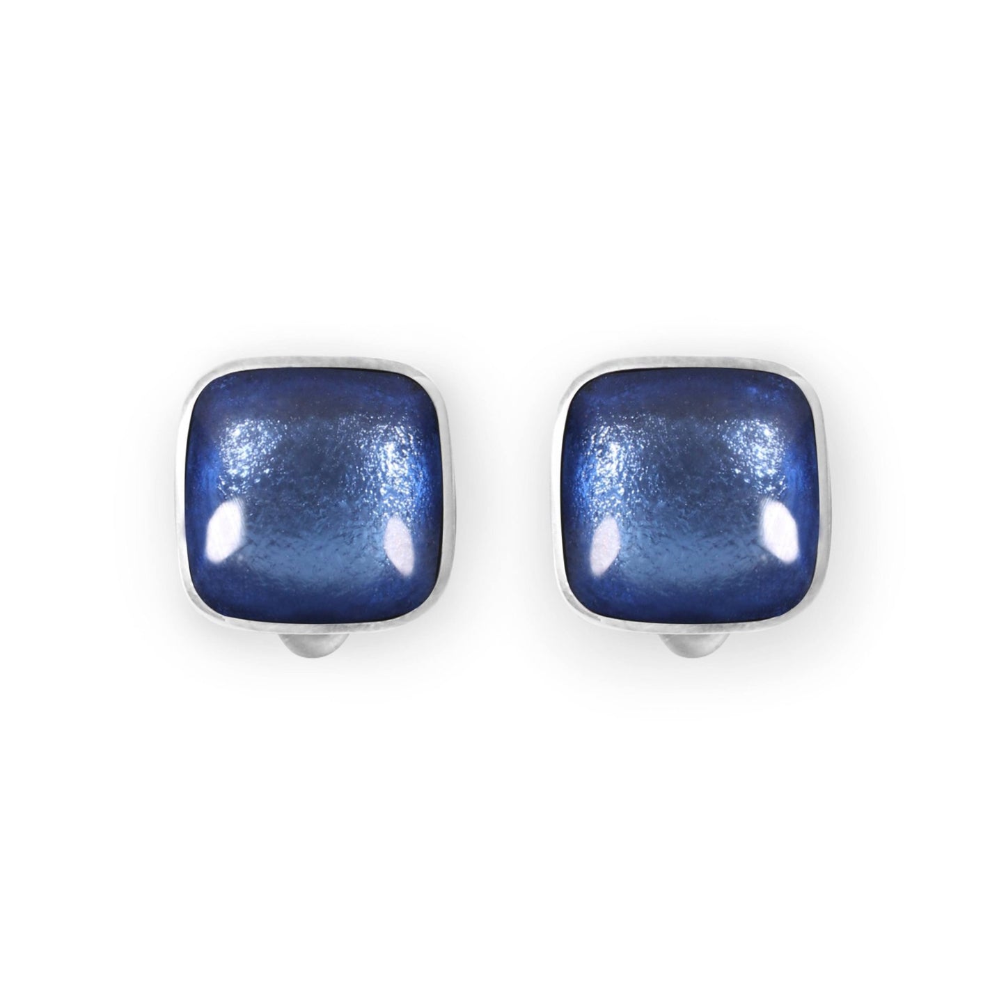 Lupin Aluminium Squares Shiny Clip Earrings | The Jewellery Stop