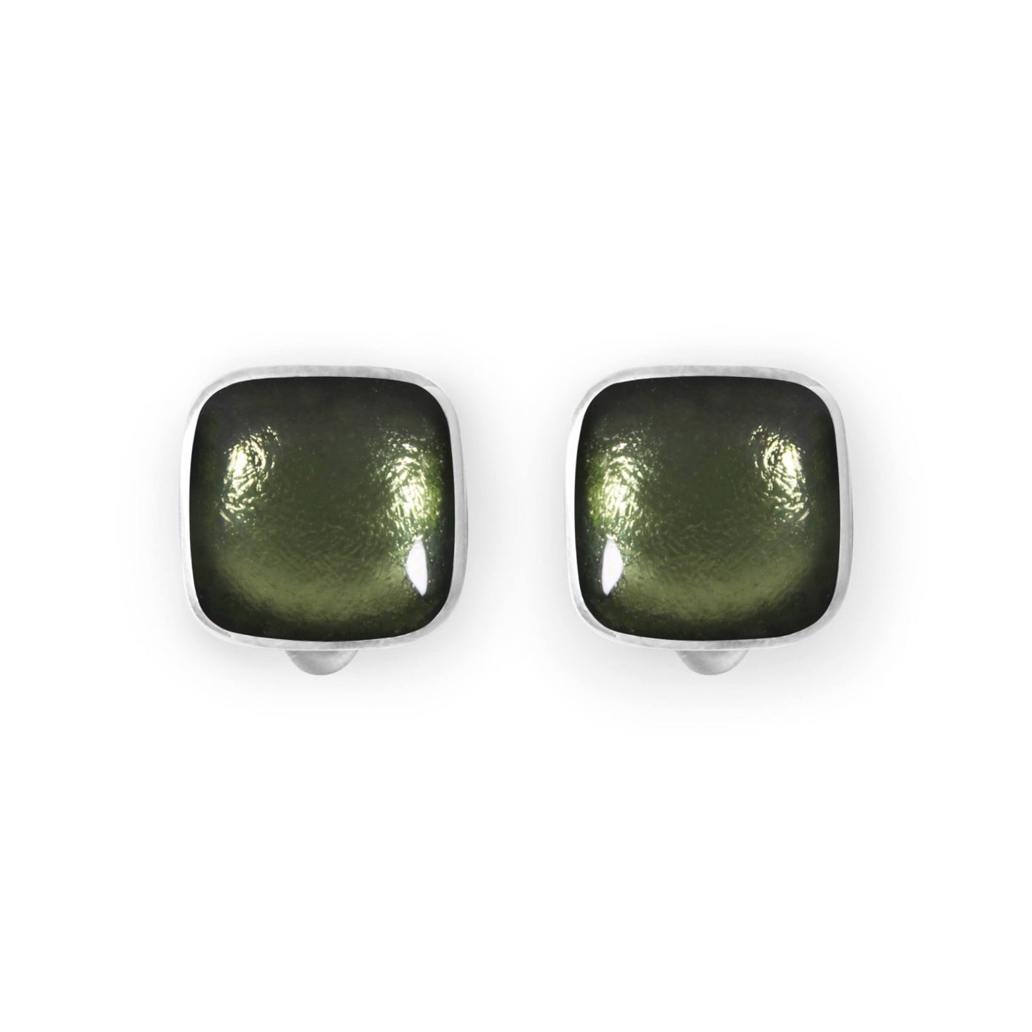 Pear Aluminium Squares Shiny Clip Earrings | The Jewellery Stop