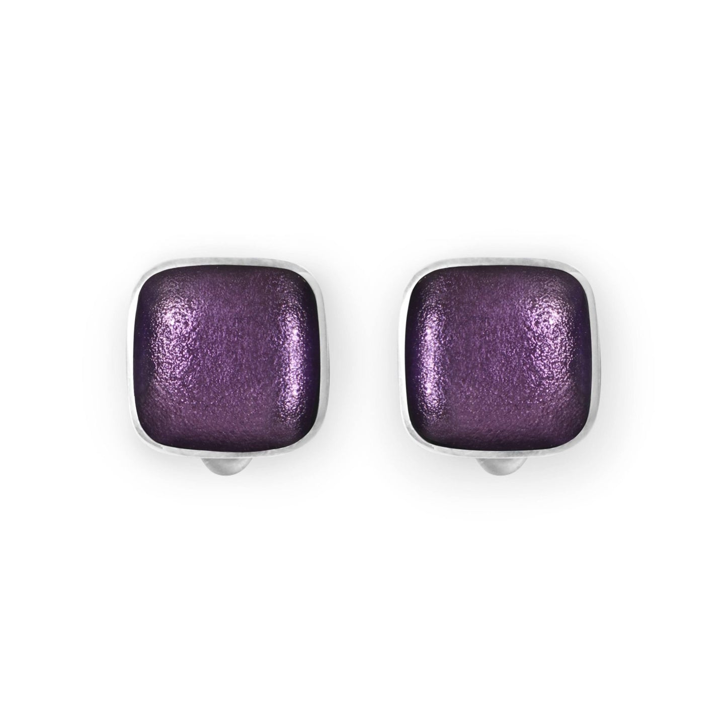 Sherbet Aluminium Squares Shiny Clip Earrings | The Jewellery Stop