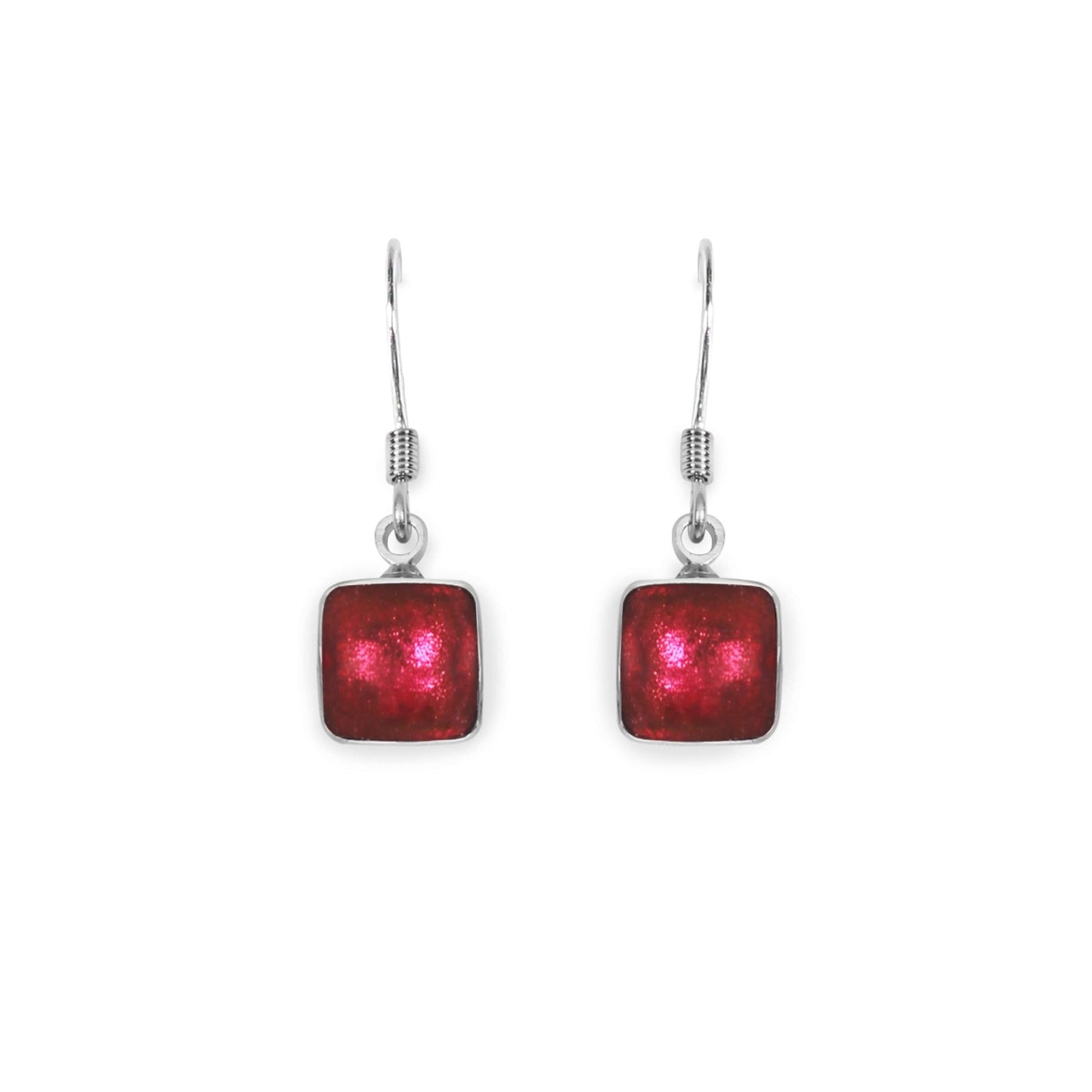 Latino Aluminium Squares Shiny Small Fish Hook Earrings | The Jewellery Stop