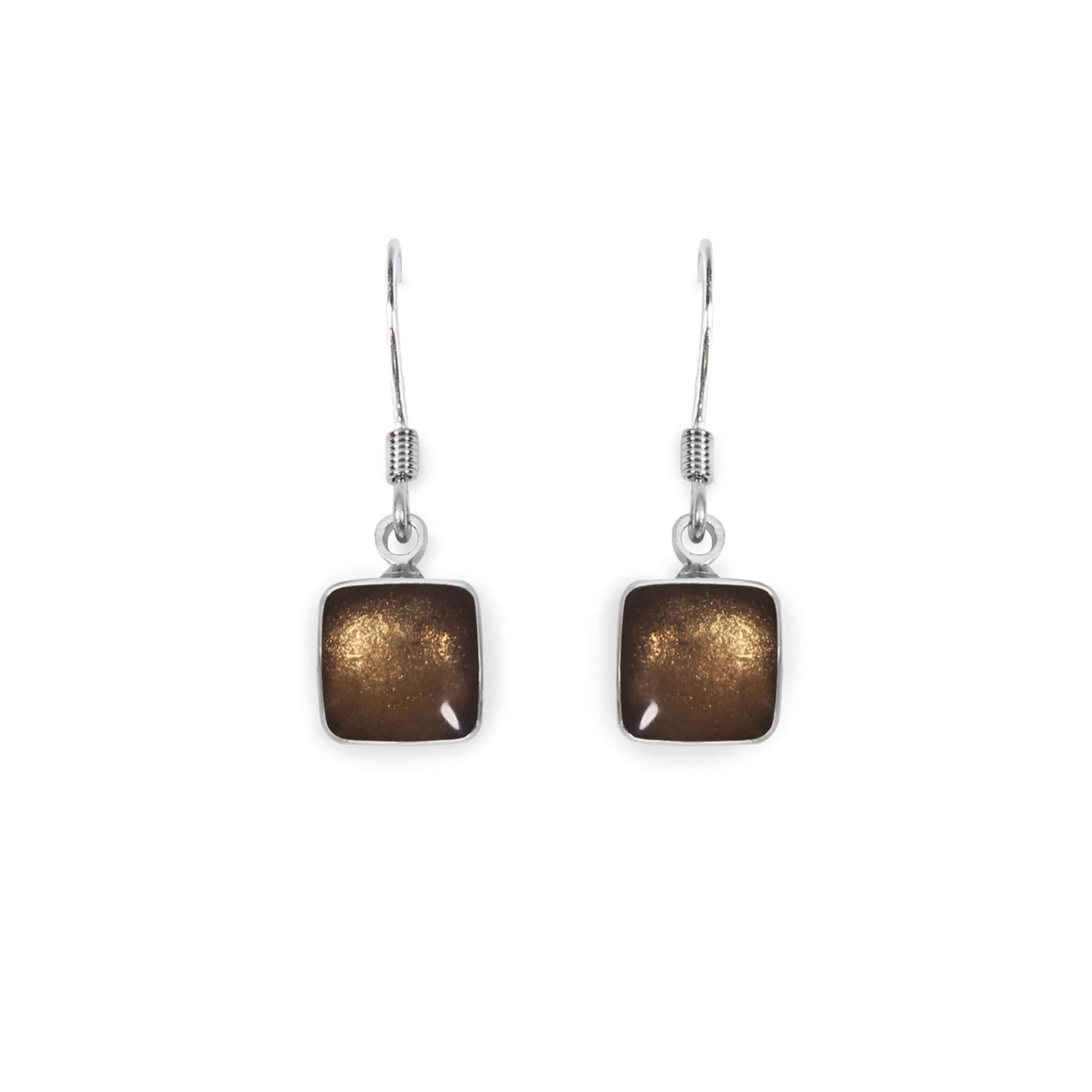 Metallics Aluminium Squares Shiny Small Fish Hook Earrings | The Jewellery Stop