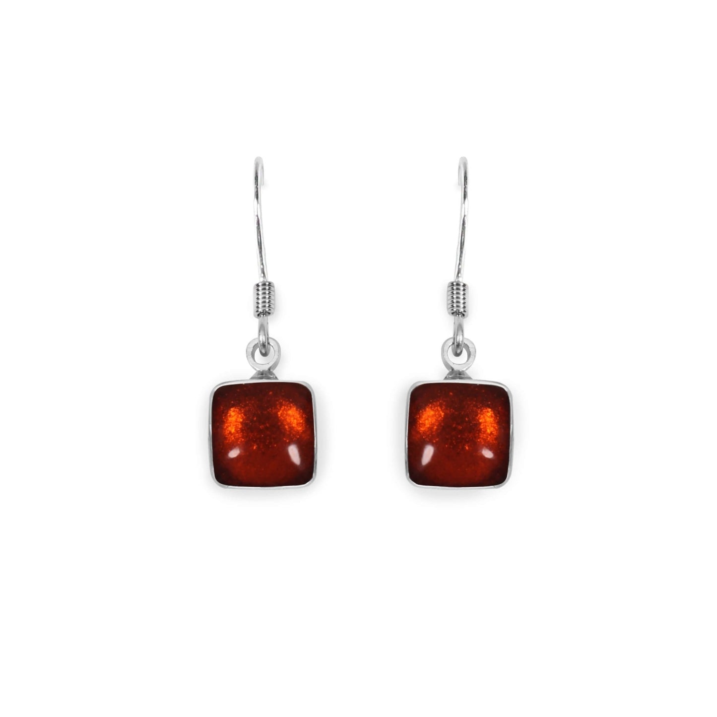 Toffee Aluminium Squares Shiny Small Fish Hook Earrings | The Jewellery Stop