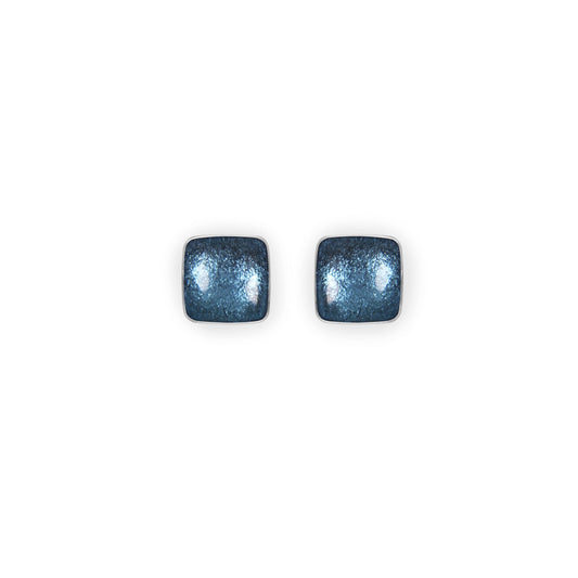 Arctic Aluminium Squares Shiny Small Stud Earrings