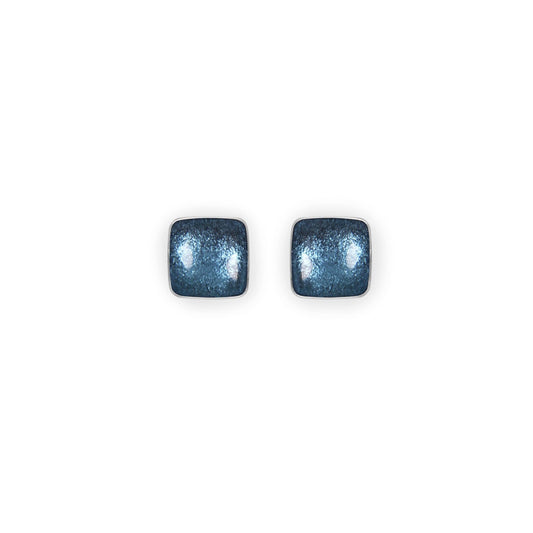 Arctic Aluminium Squares Shiny Small Stud Earrings | The Jewellery Stop
