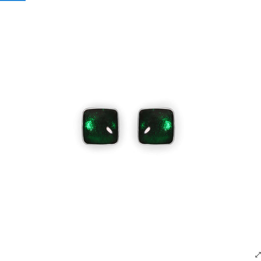 Emerald Aluminium Squares Shiny Small Stud Earrings