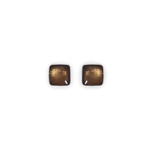 Metallics Aluminium Squares Shiny Small Stud Earrings | The Jewellery Stop