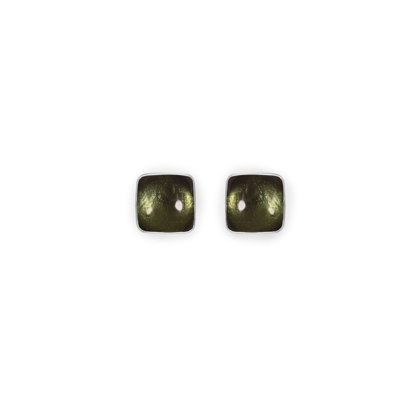 Pear Aluminium Squares Shiny Small Stud Earrings | The Jewellery Stop