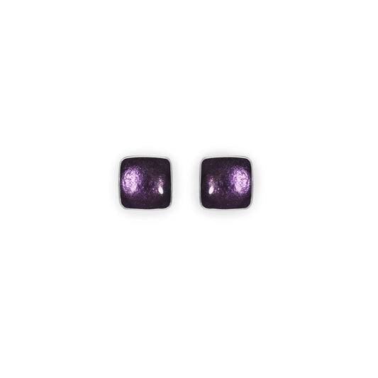 Sherbet Aluminium Squares Shiny Small Stud Earrings | The Jewellery Stop