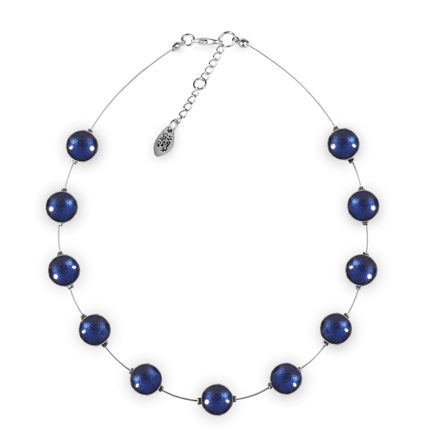 Navy Aluminium Circles Shiny Floating Necklace | The Jewellery Stop