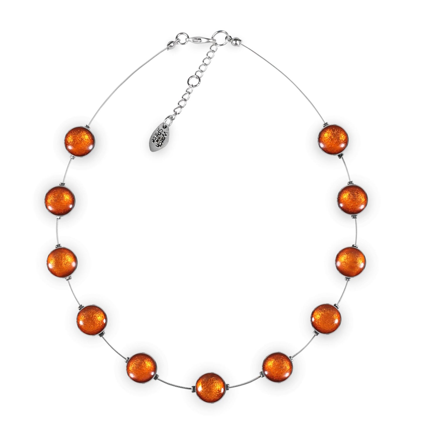 Orange Aluminium Circles Shiny Floating Necklace | The Jewellery Stop