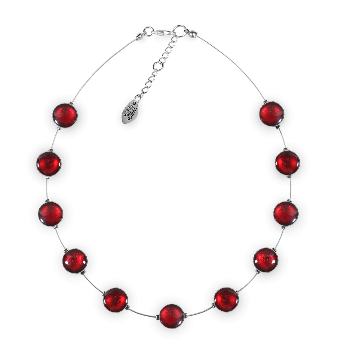Red Aluminium Circles Shiny Floating Necklace | The Jewellery Stop