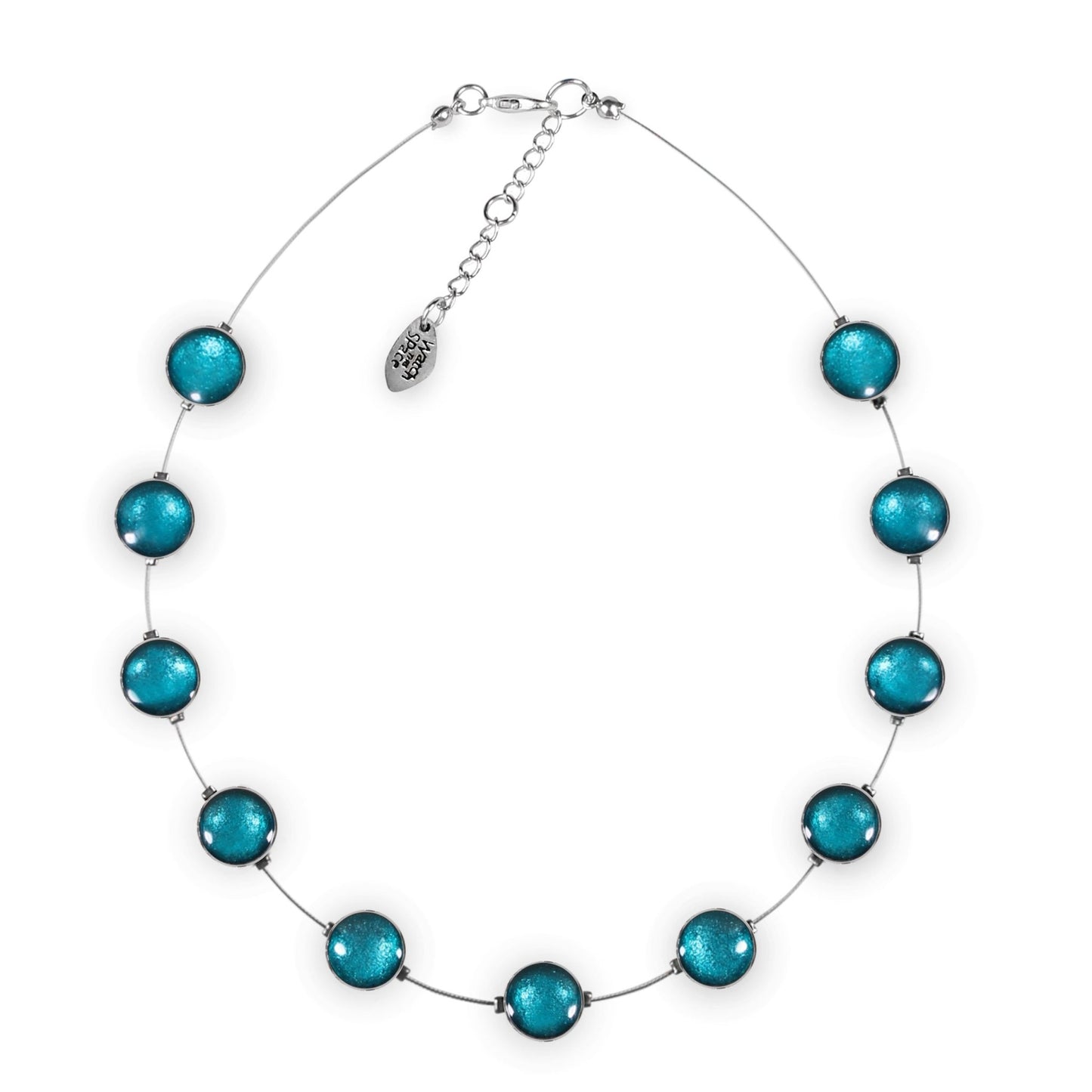 Teal Aluminium Circles Shiny Floating Necklace | The Jewellery Stop