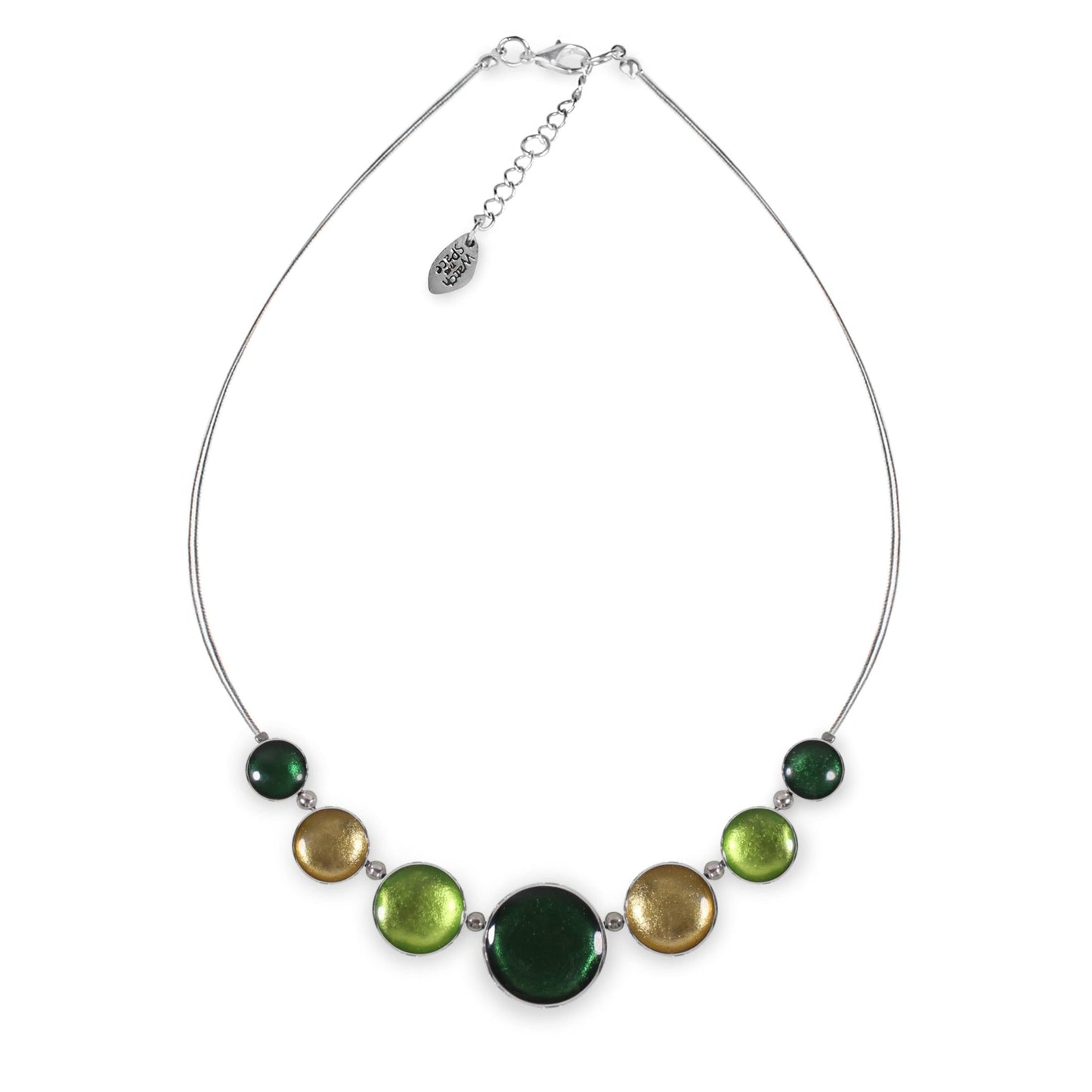 Kiwi Aluminium Circles Shiny Classic Necklace | The Jewellery Stop
