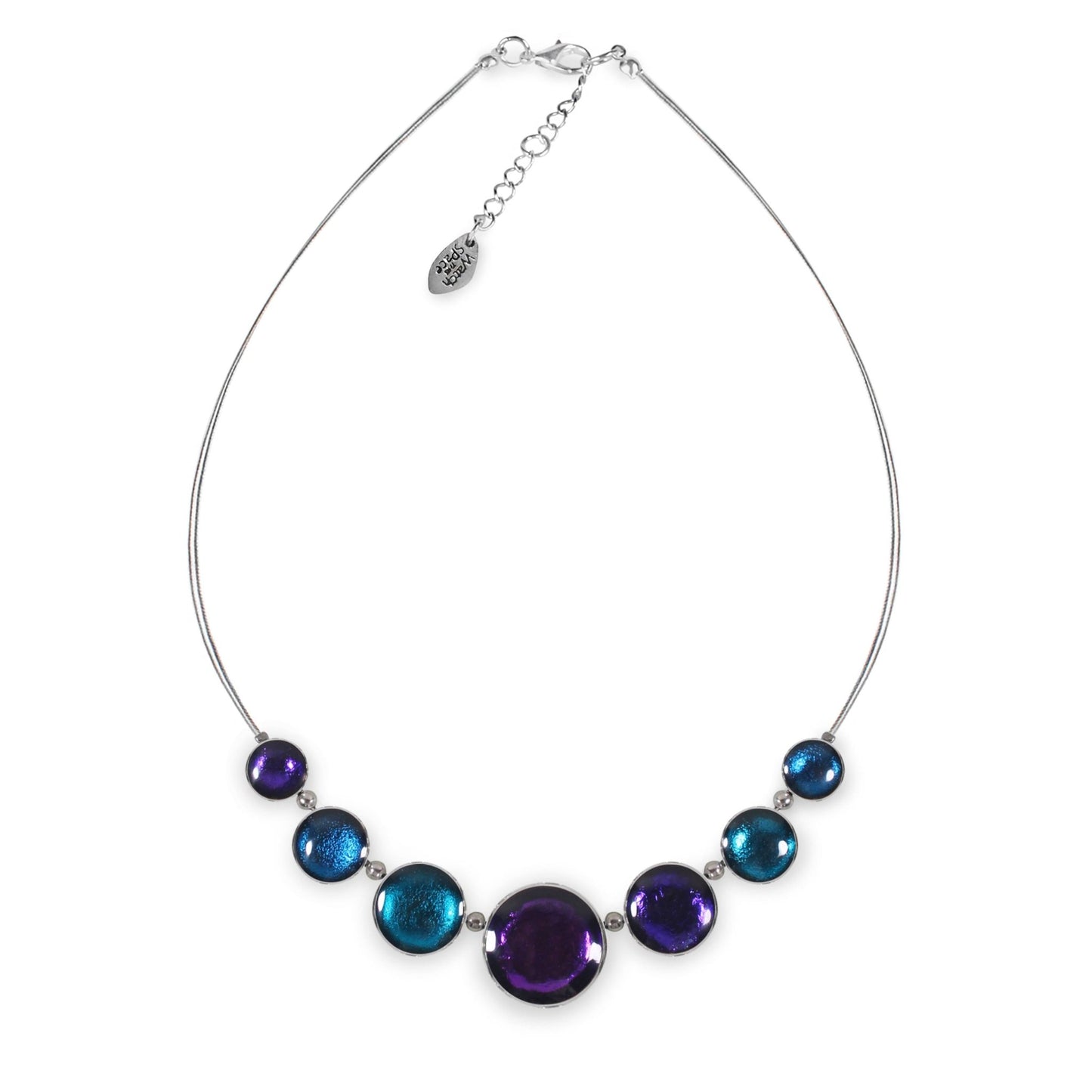 Peacock Aluminium Circles Shiny Classic Necklace | The Jewellery Stop