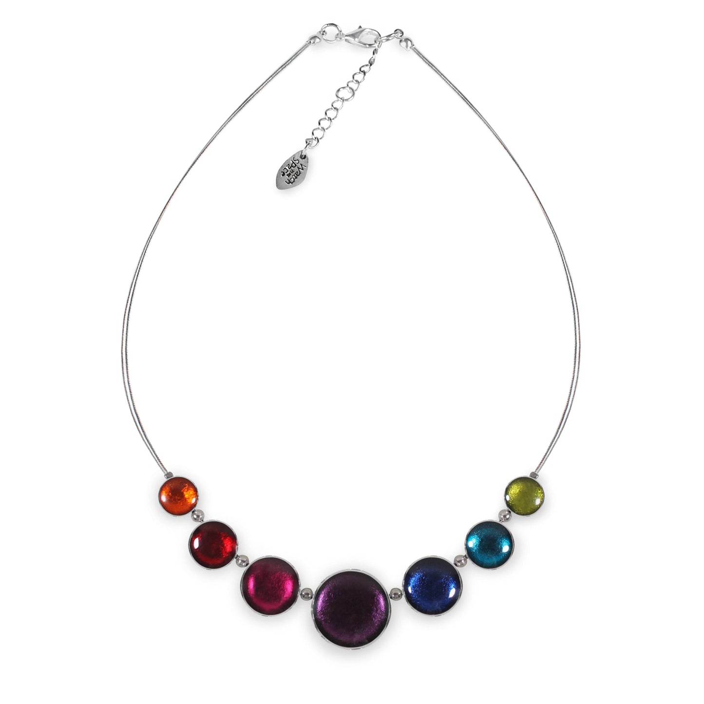 Rainbow Aluminium Circles Shiny Classic Necklace | The Jewellery Stop
